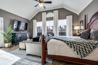 LeBlanc project primary bedroom after the remodel by Landry Designs