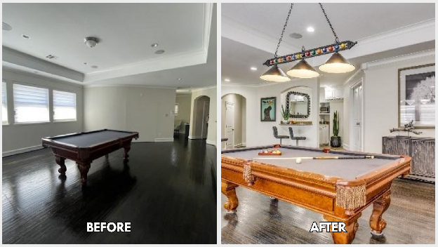 Cedar Hill Interior Design Transformation | Landry Designs 6 Cedar Hill billiards and game room interior design